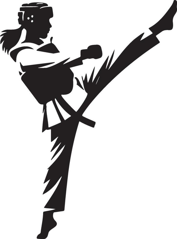 vrouw taekwondo speler trap silhouet. vector