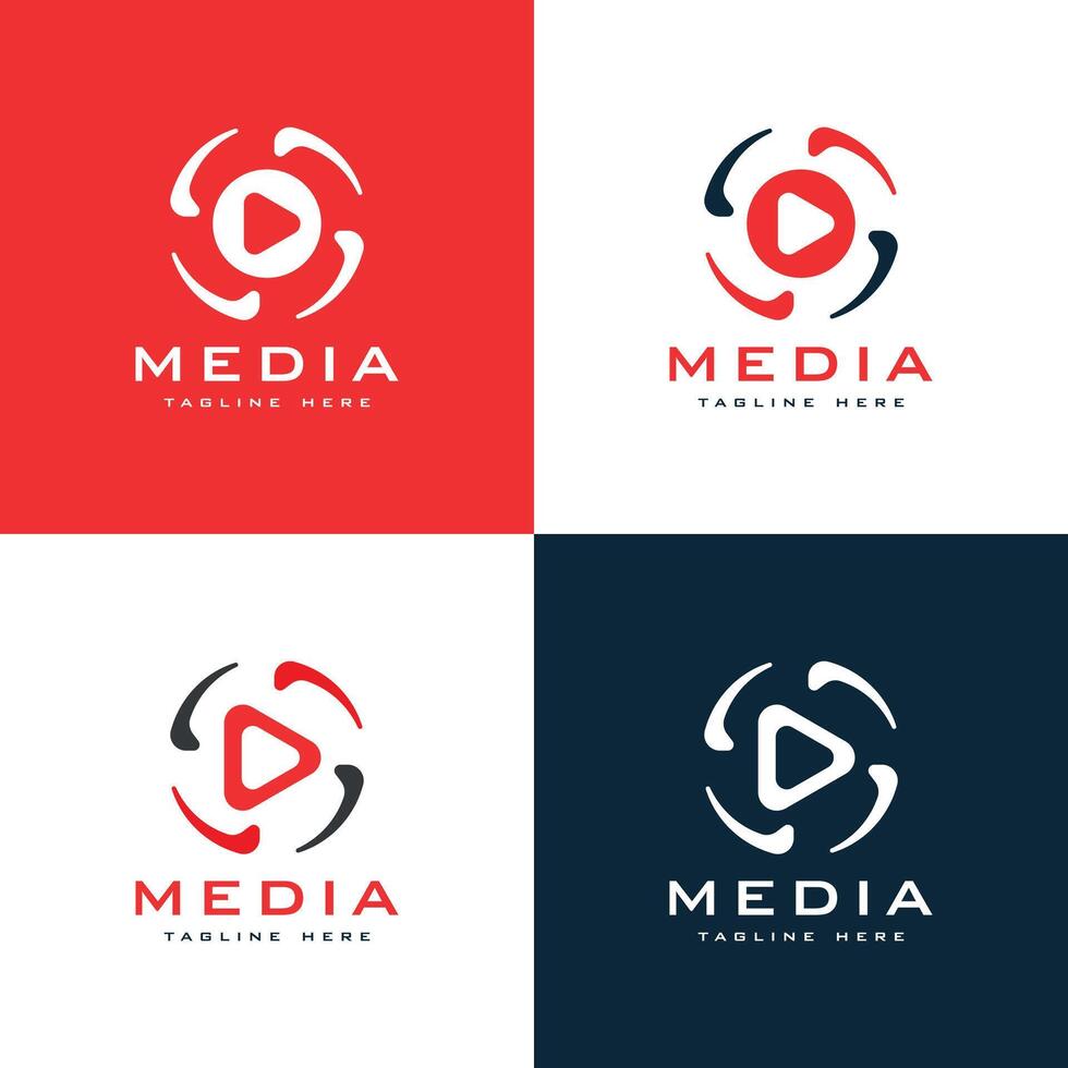 media leven stroom Speel knop creatief modern gemakkelijk logo ontwerp vector sjabloon