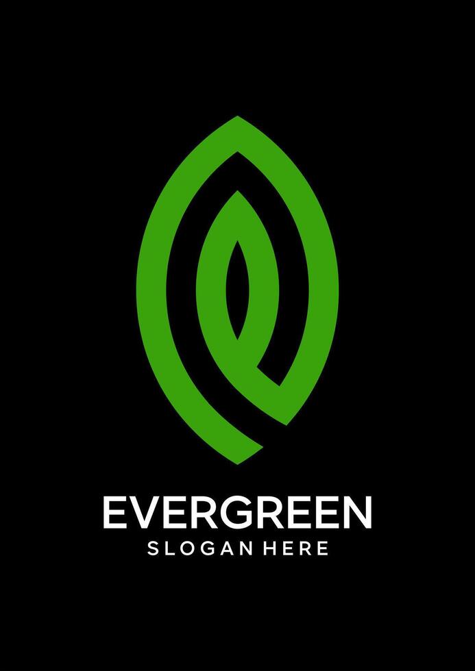 eerste e groenblijvend vector logo ontwerp