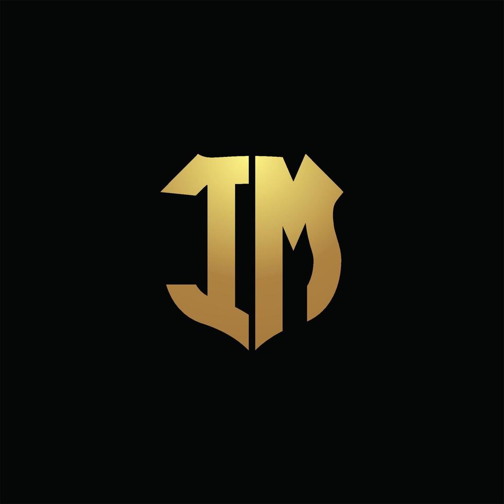 im logo monogram met gouden kleuren en schildvorm ontwerpsjabloon vector