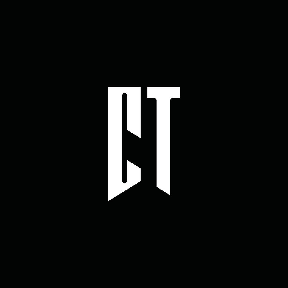 ct logo monogram met embleem stijl geïsoleerd op zwarte achtergrond vector