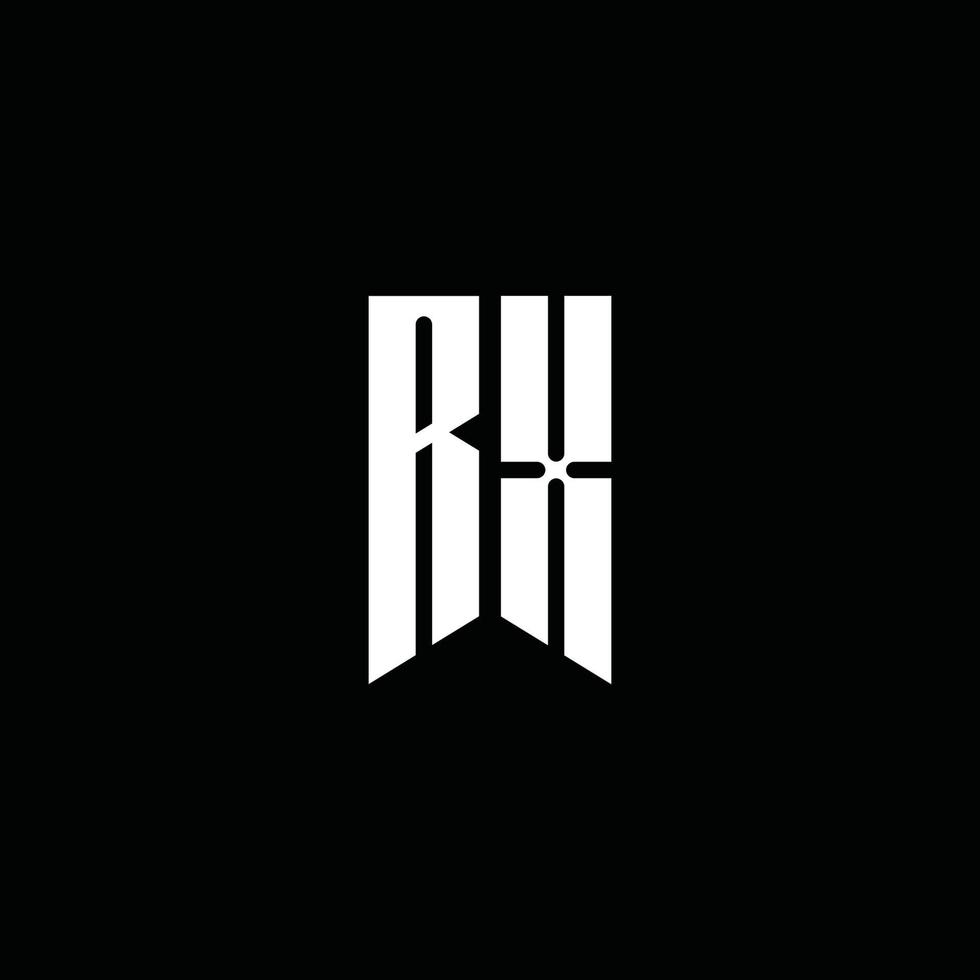 RX logo monogram met embleem stijl geïsoleerd op zwarte achtergrond vector