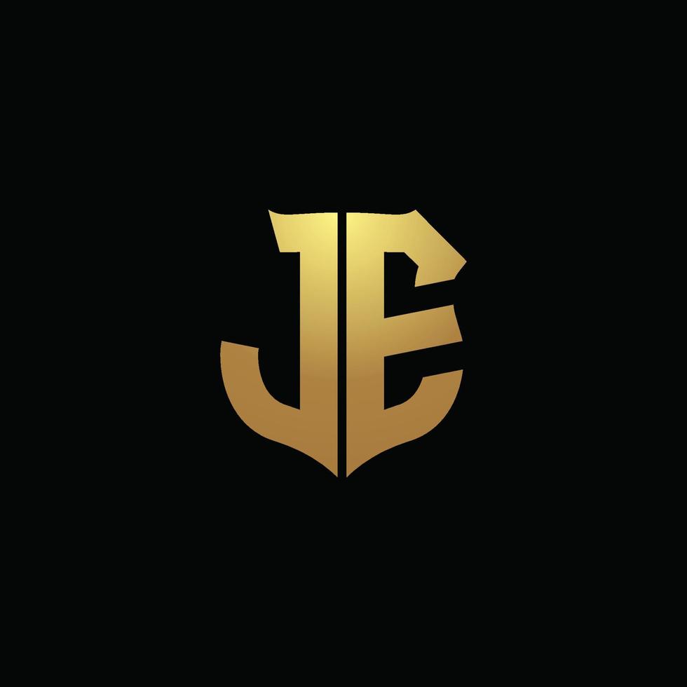 je logo monogram met gouden kleuren en schildvorm ontwerpsjabloon vector