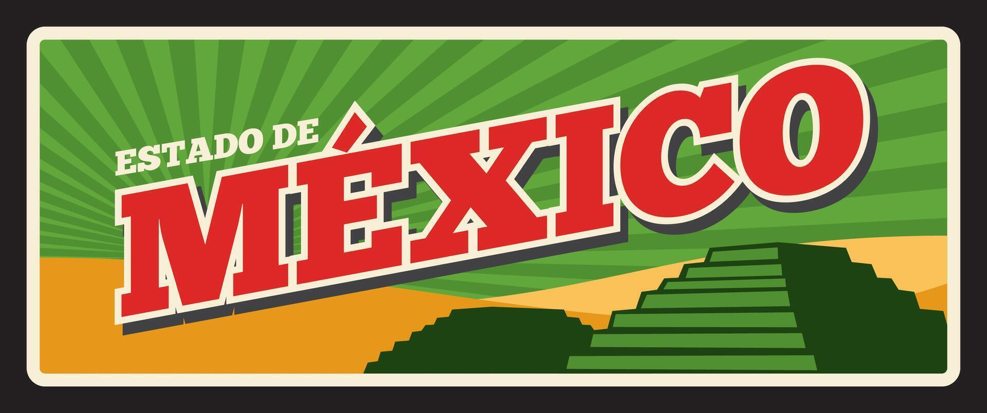 Estado de Mexico staat retro Mexicaans reizen bord vector