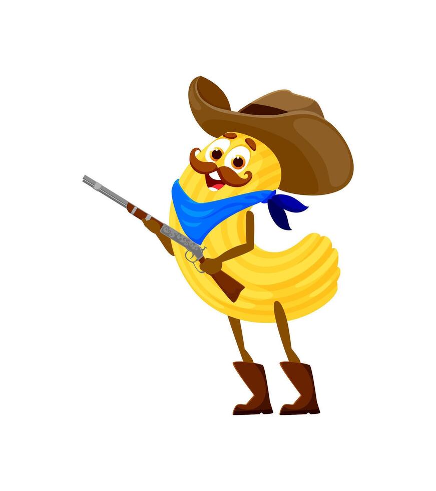 tekenfilm Italiaans pasta cowboy en sheriff karakter vector