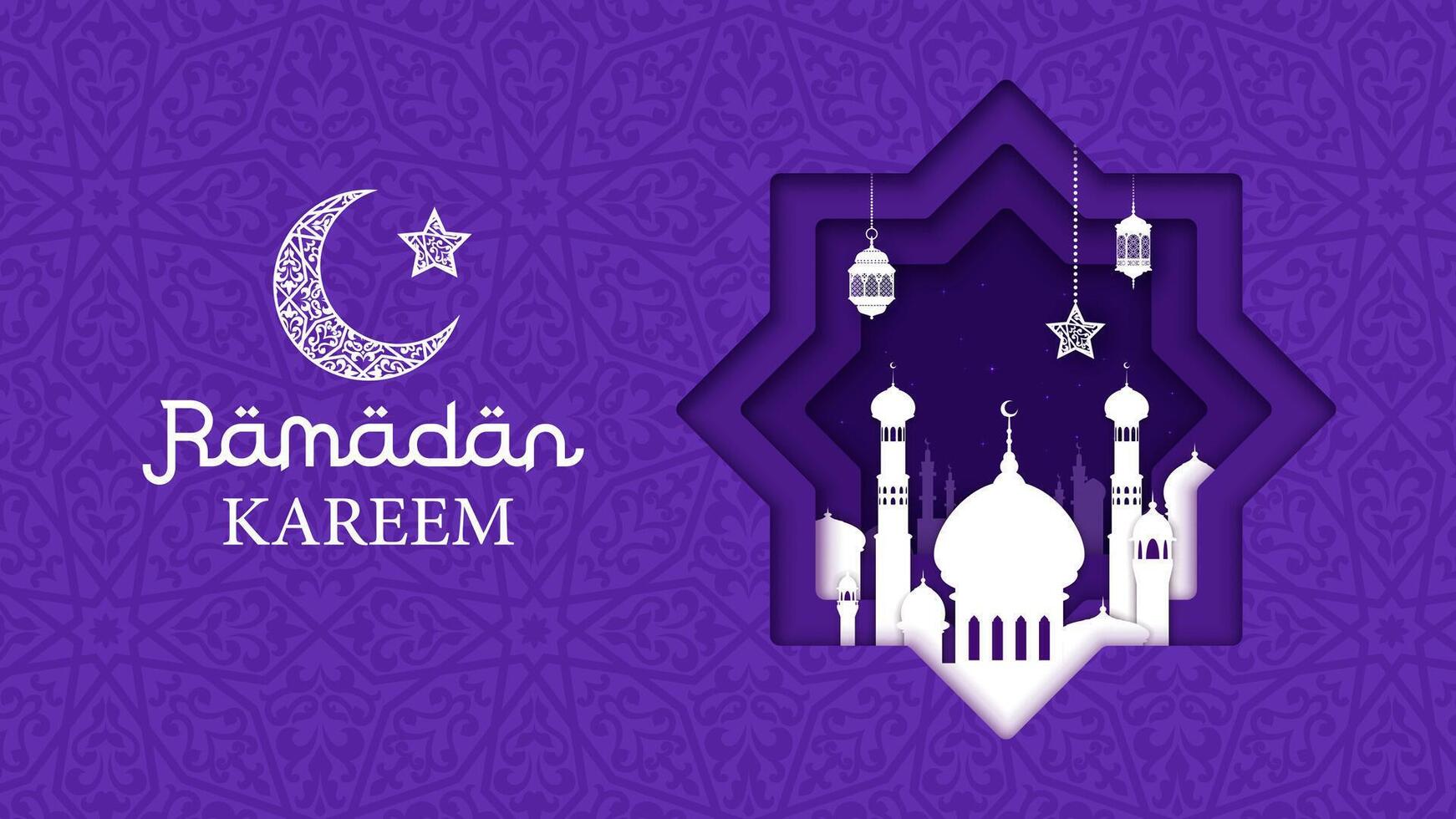 Ramadan kareem eid mubarak papier besnoeiing groeten vector