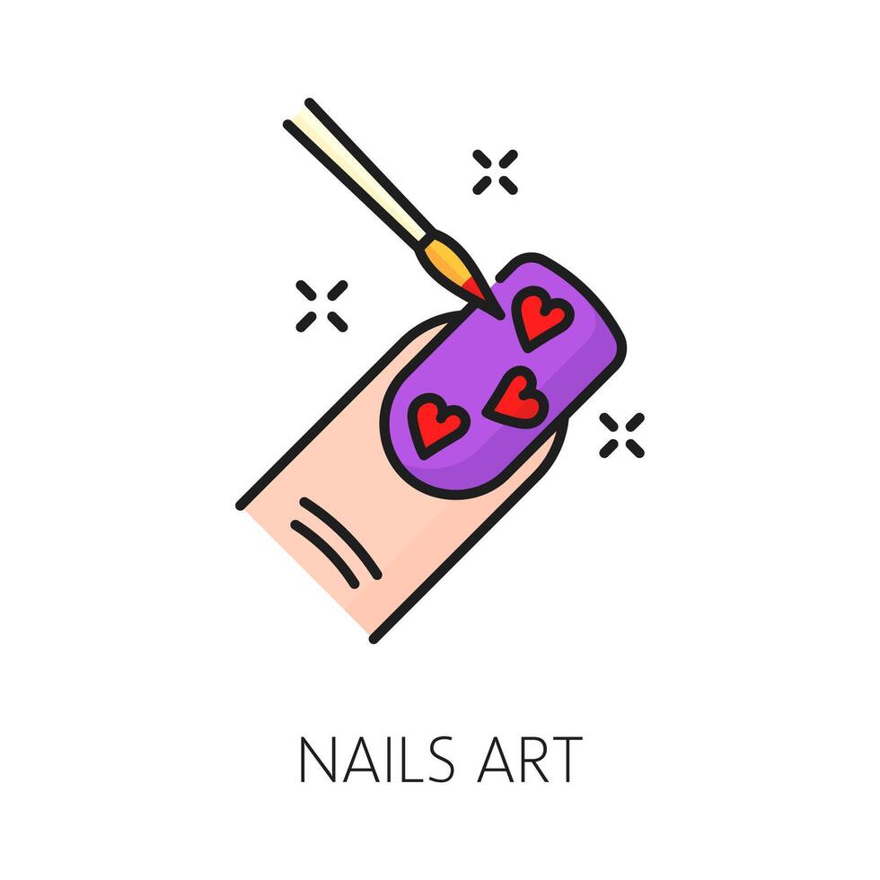 manicure onderhoud nagel kunst kleur dun lijn icoon vector