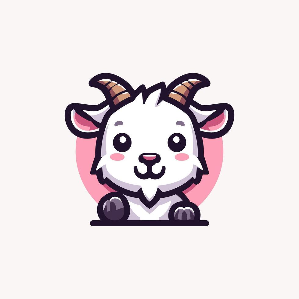 geit schattig mascotte logo illustratie chibi kawaii vector