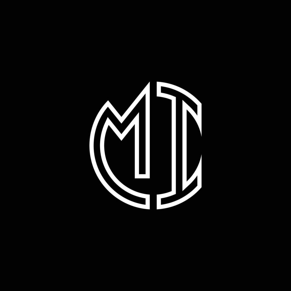 mi monogram logo cirkel lint stijl schets ontwerpsjabloon vector