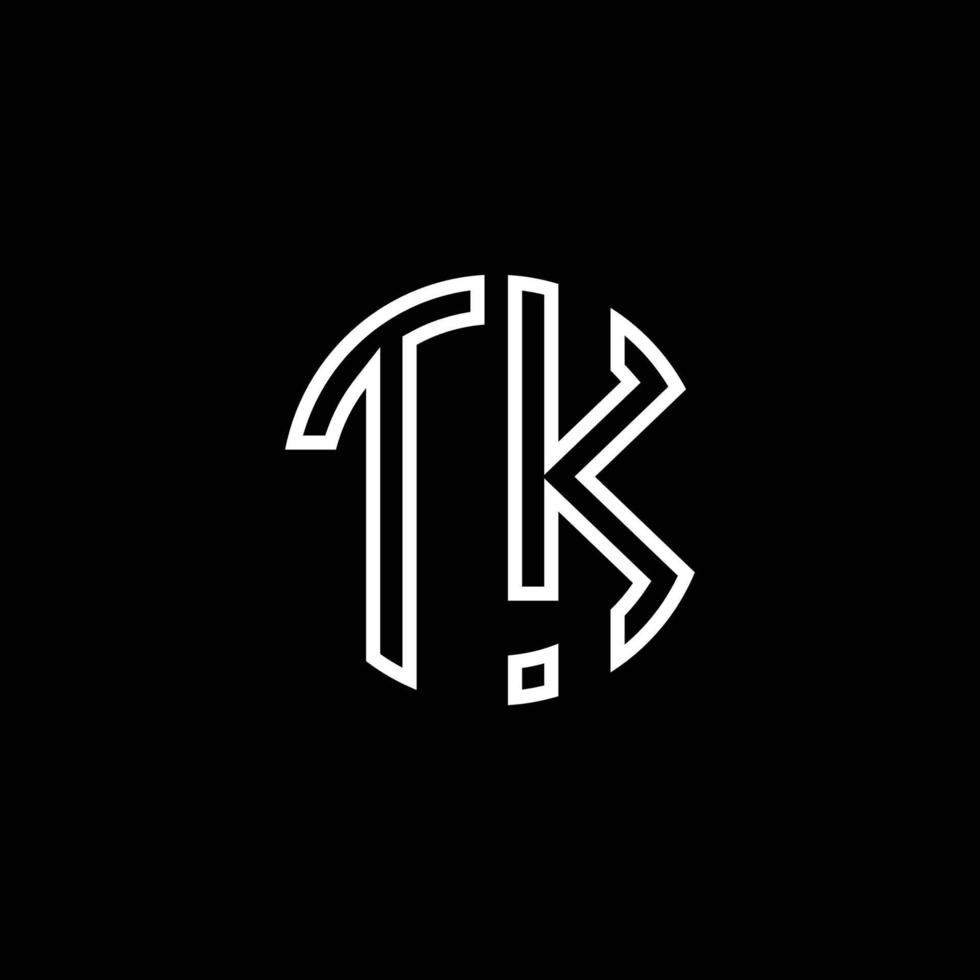 tk monogram logo cirkel lint stijl overzicht ontwerpsjabloon vector