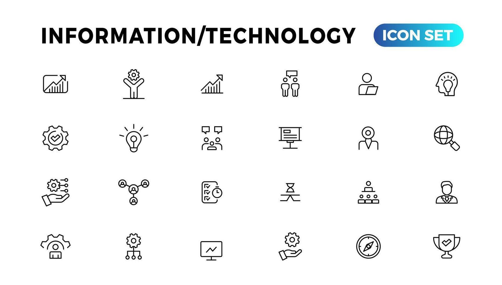 apparaat en informatie technologie lijn pictogrammen verzameling. groot ui icoon reeks in een vlak ontwerp. dun schets pictogrammen pak vector