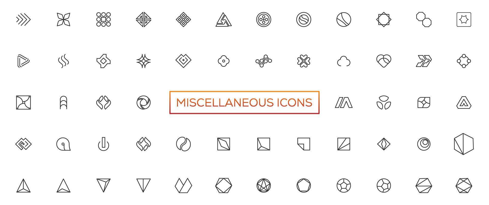 Diversen iconen- dun lijn web icoon set. schets pictogrammen verzameling. gemakkelijk vector illustratie