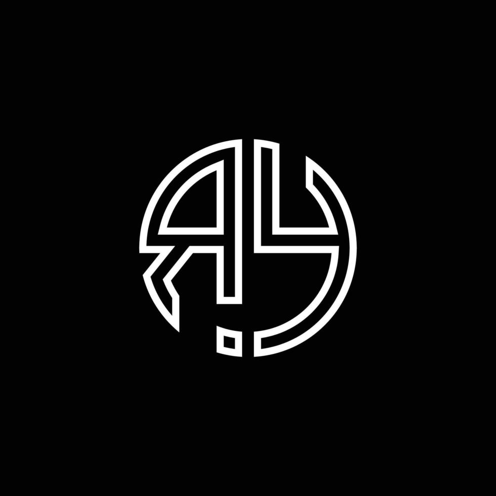 ry monogram logo cirkel lint stijl overzicht ontwerpsjabloon vector