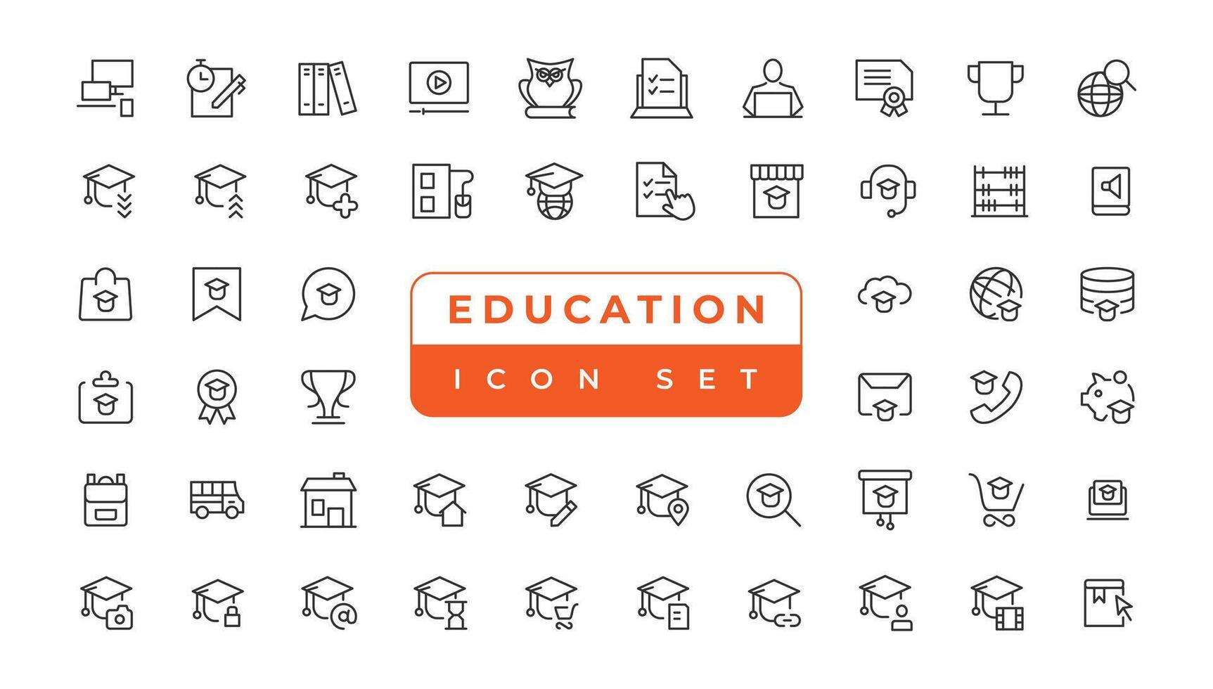 e-learning icoon set. online onderwijs icoon set. dun lijn pictogrammen set. afstand aan het leren. met video toelage, e-learning, online Cursus, audio Cursus, leerzaam website vector