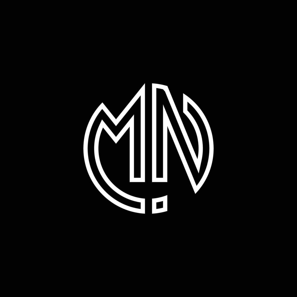 mn monogram logo cirkel lint stijl overzicht ontwerpsjabloon vector