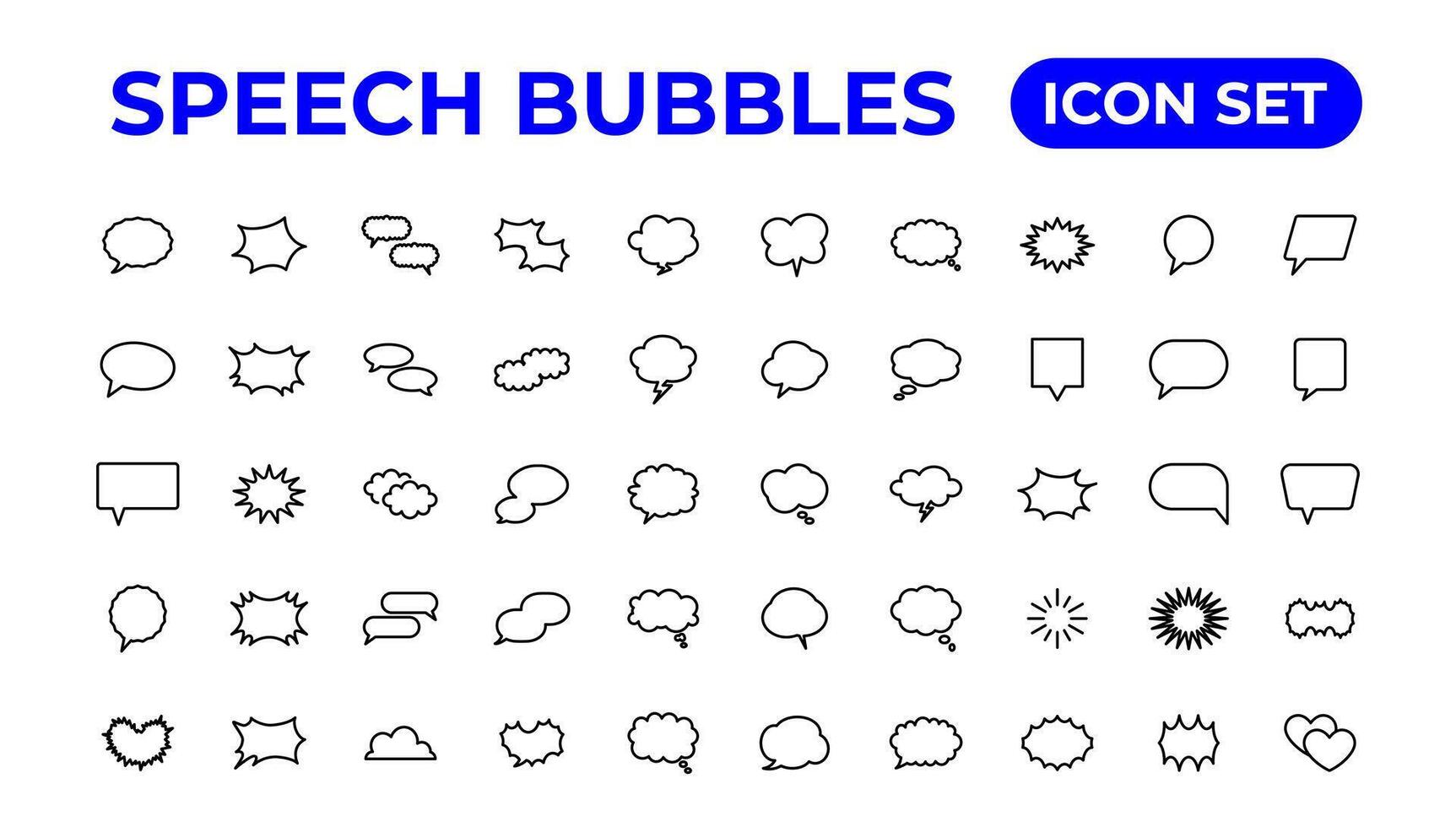 toespraak bubbels icoon ingesteld.dun schets pictogrammen pak. vector