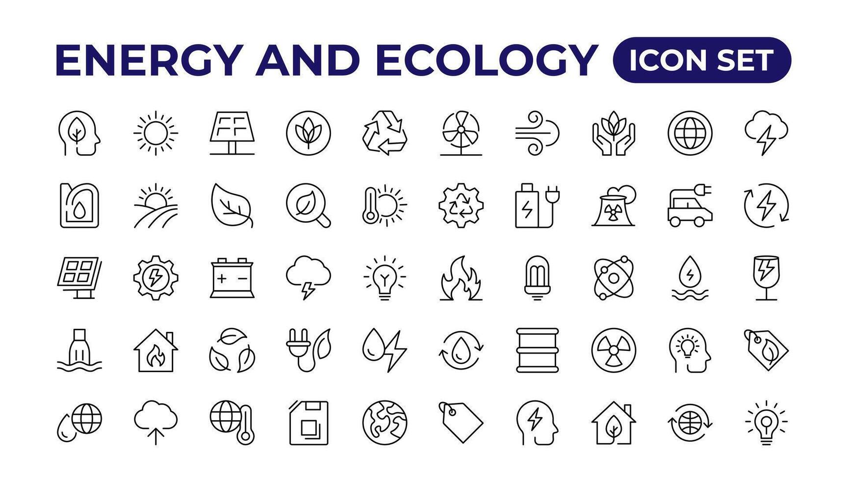 ecologie pictogrammen set. energie icoon. eco groen pictogrammen. vector
