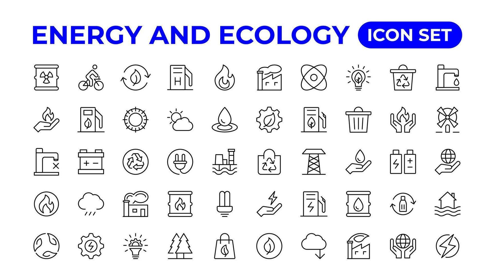 ecologie pictogrammen set. energie icoon. eco groen pictogrammen. vector