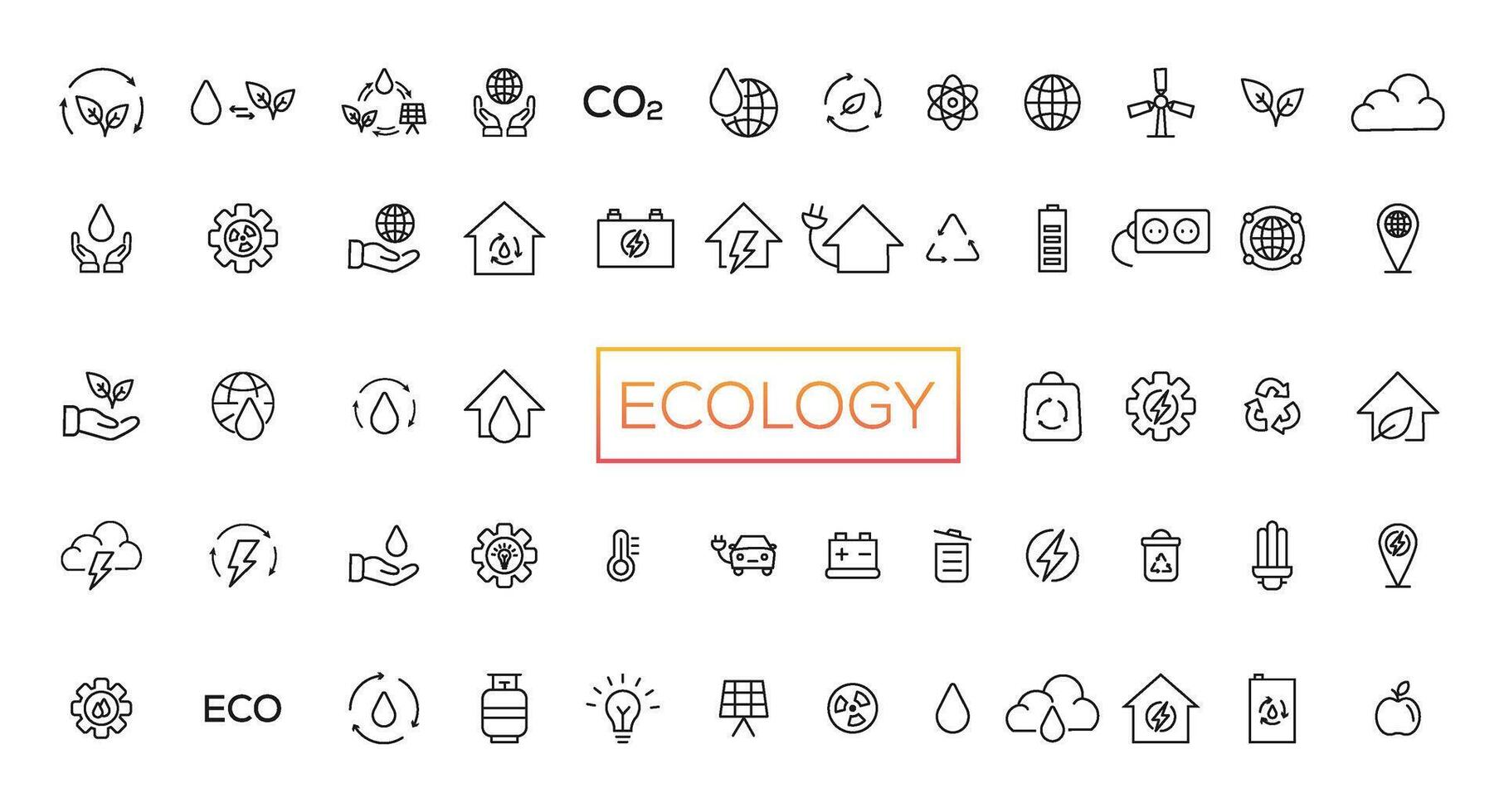 ecologie lijn icoon verzameling. ecologie en natuur groen symbool. natuur icoon. schets natuur groen pictogrammen set. eco groen pictogrammen vector