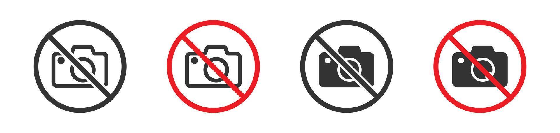 een foto verboden waarschuwing teken. Nee camera symbool. vector illustratie.