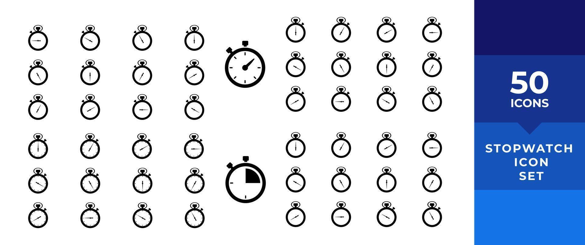 timer icoon set. stopwatch timer verzameling. timer of klok symbool. countdown cirkel klok teller tijdopnemer. snel tijd pictogrammen - voorraad vector