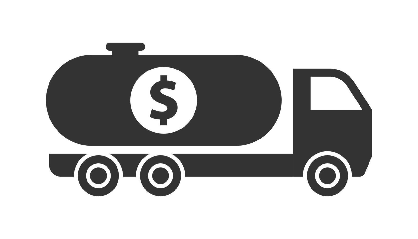 tank vrachtauto icoon met dollar teken. vector illustratie.