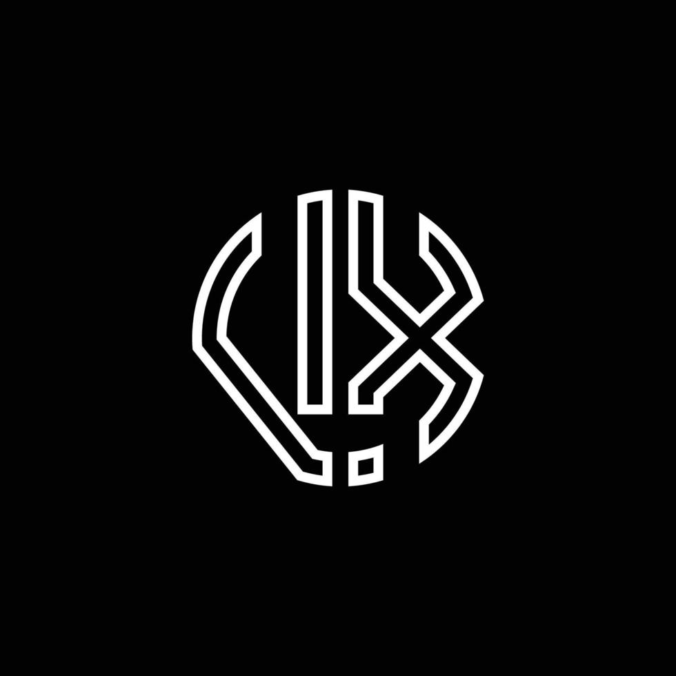 vx monogram logo cirkel lint stijl overzicht ontwerpsjabloon vector