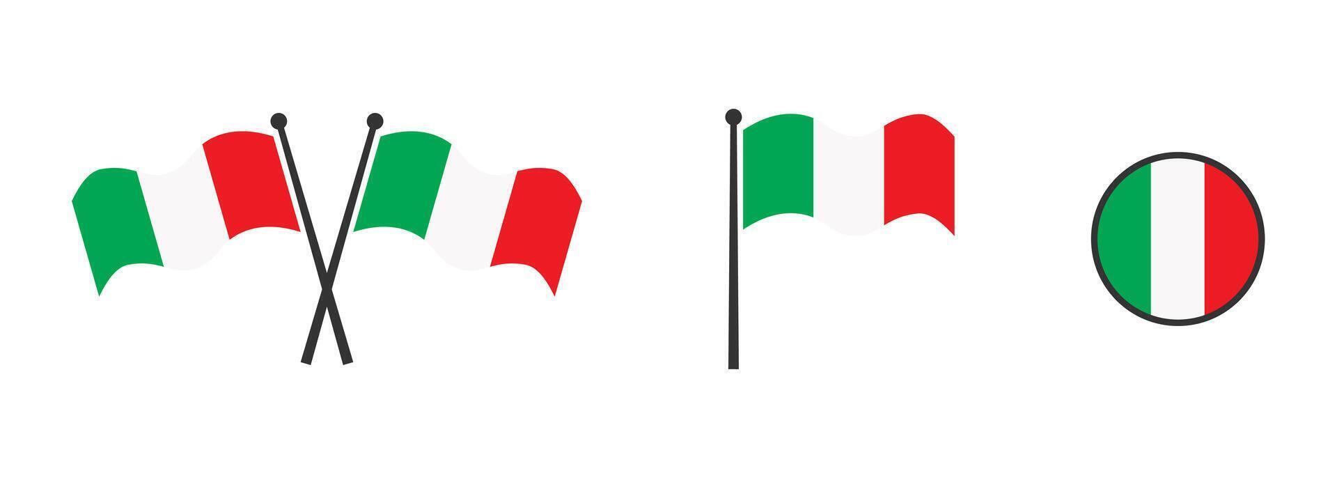 vlag van Italië. golvend vlag van Italië. ronde icoon. vector illustratie.