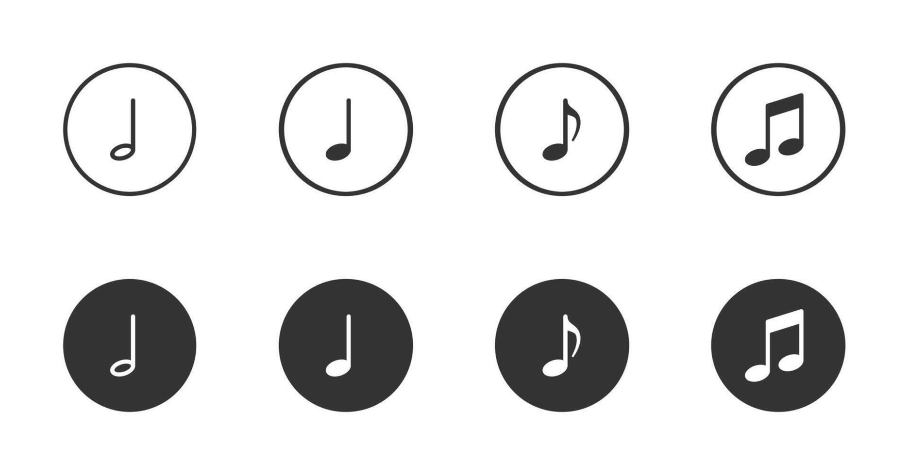 muziek- aantekeningen pictogrammen set. gemakkelijk symbolen voor app ontwikkeling en website ontwerp. vector illustratie.