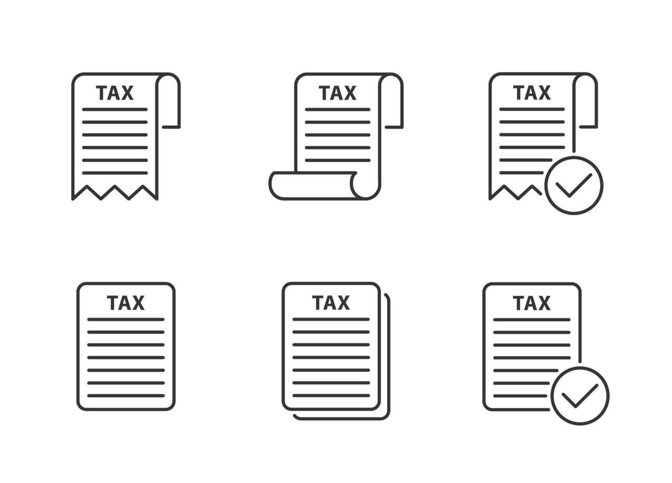 belasting het formulier icoon set. inkomen, credit teken. vector illustratie.