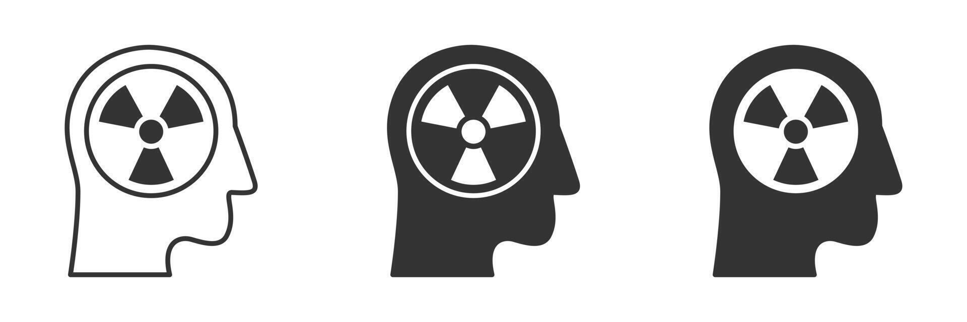 menselijk hoofd icoon met straling symbool binnen. vector illustratie.