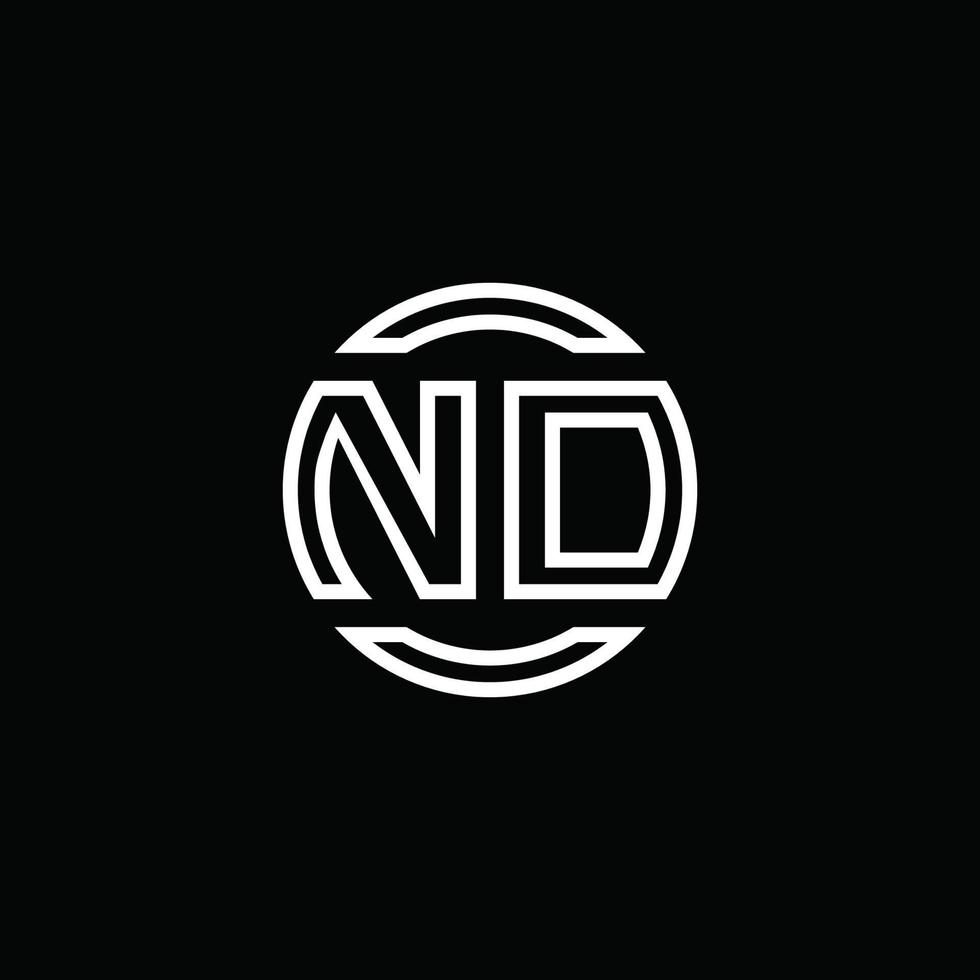 nd logo monogram met negatieve ruimte cirkel afgeronde ontwerpsjabloon vector