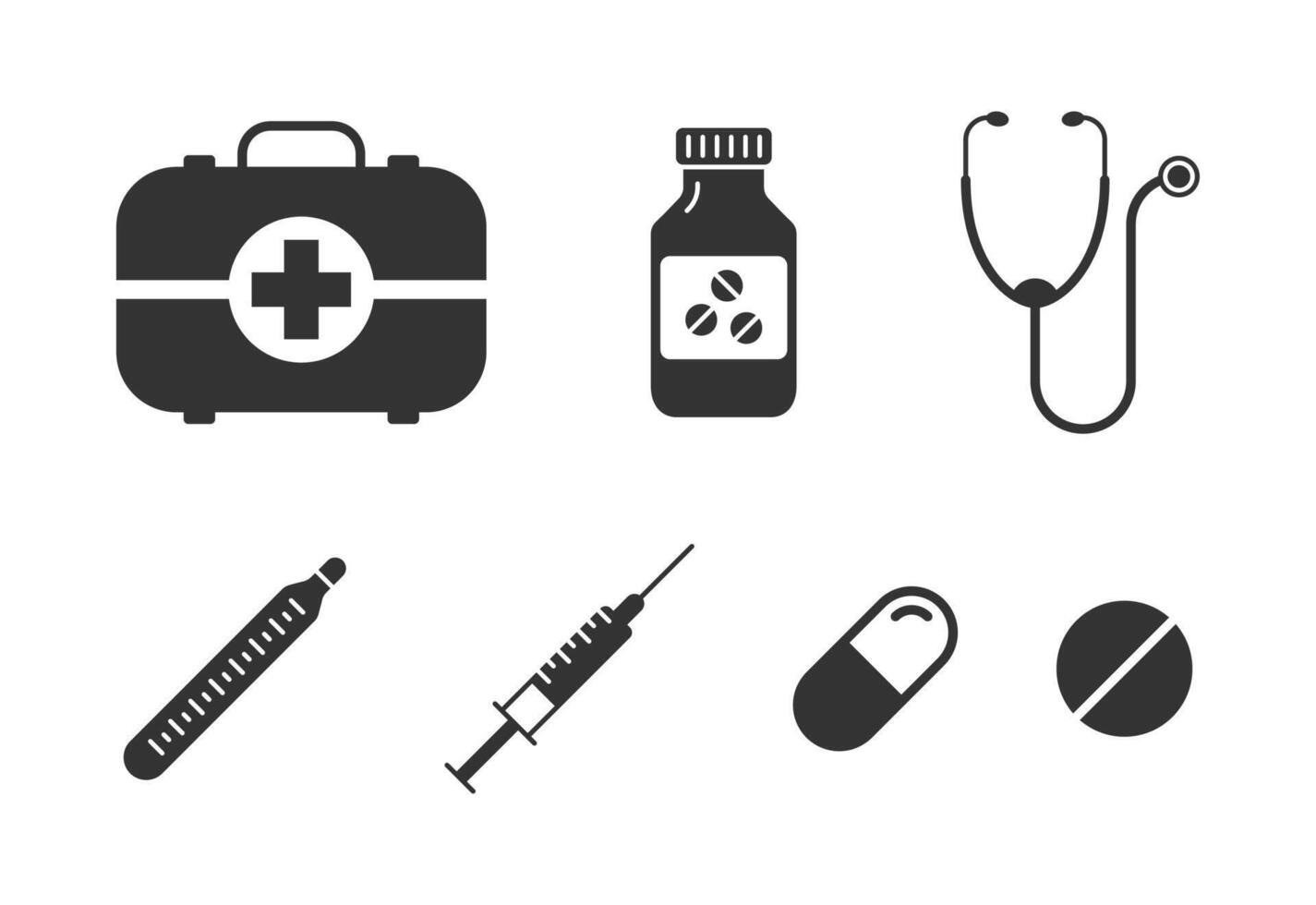 medisch pictogrammen set. dokter uitrusting. vector illustratie.