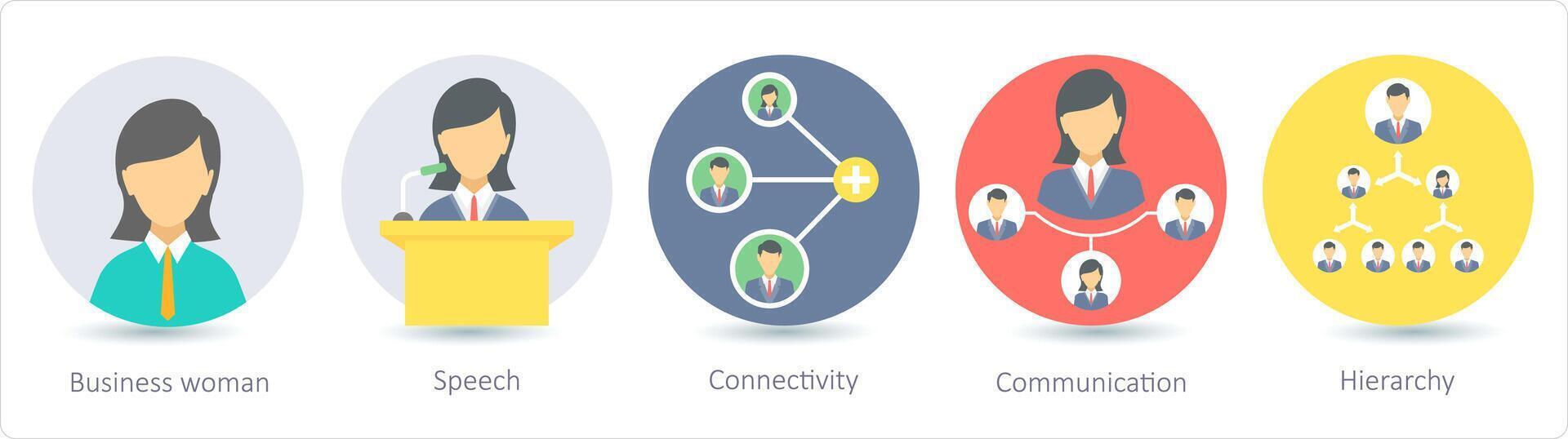 een reeks van 5 bedrijf pictogrammen net zo bedrijf vrouw, toespraak, connectiviteit vector