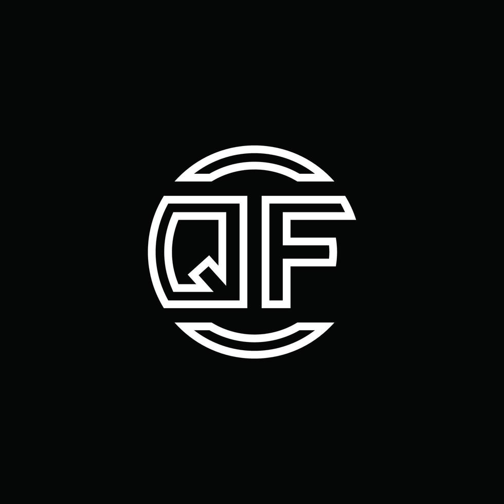 qf logo monogram met negatieve ruimte cirkel afgeronde ontwerpsjabloon vector