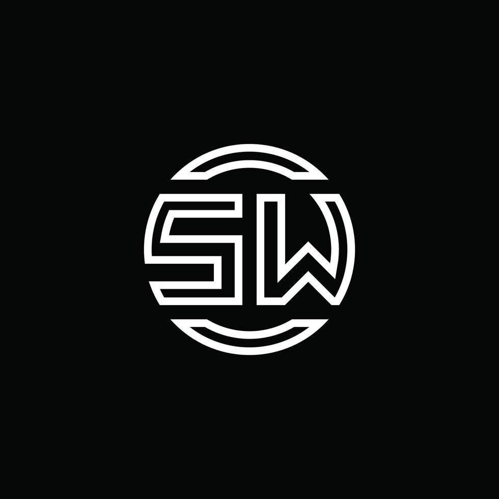 SW logo monogram met negatieve ruimte cirkel afgeronde ontwerpsjabloon vector