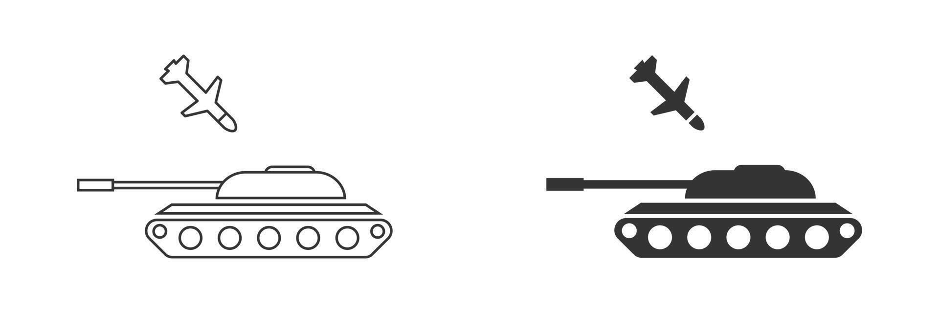 raket aanval tank icoon. anti tank raket. vector illustratie.