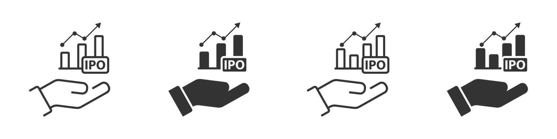 tabel diagram icoon Aan een hand. ipo icoon. vector illustratie.