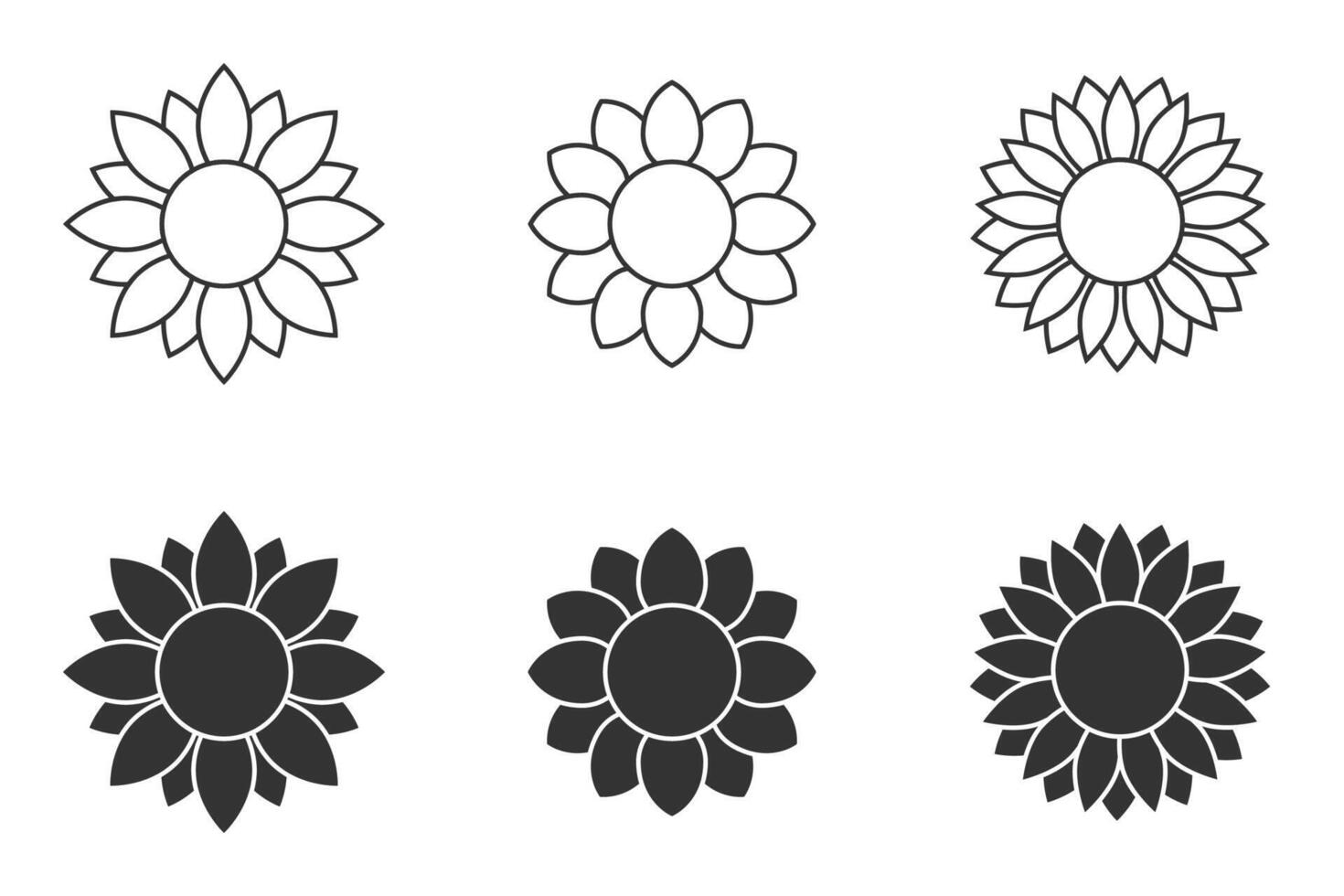 zonnebloem icoon set. vector illustratie.