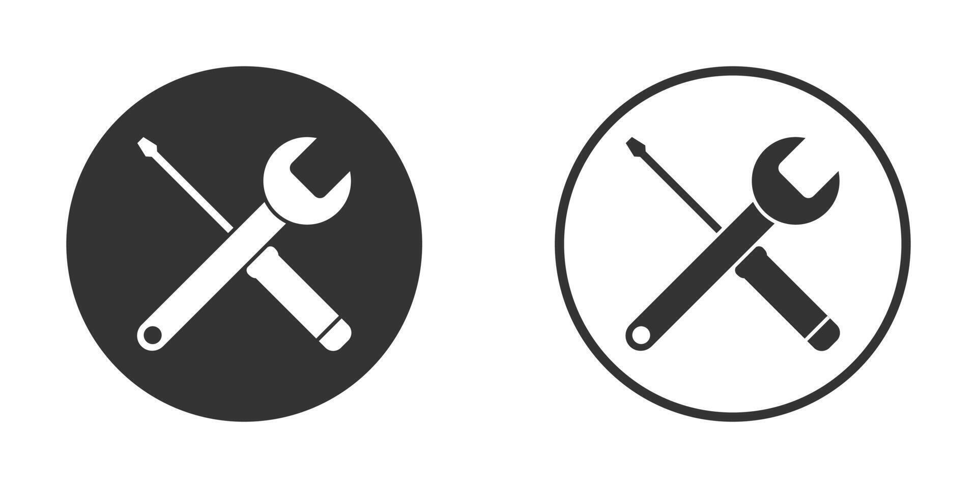 gereedschap icoon. schroevedraaier en moersleutel icoon. onderhoud logo. vector illustratie.