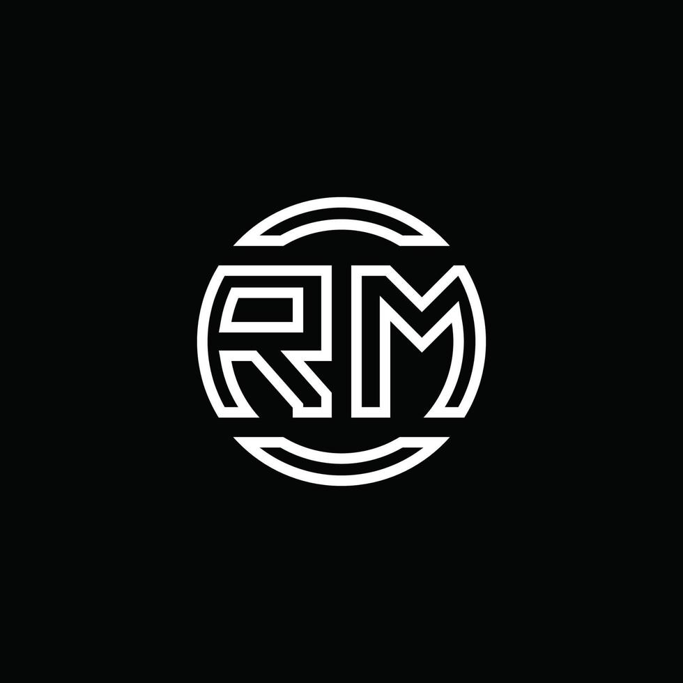rm logo monogram met negatieve ruimte cirkel afgeronde ontwerpsjabloon vector