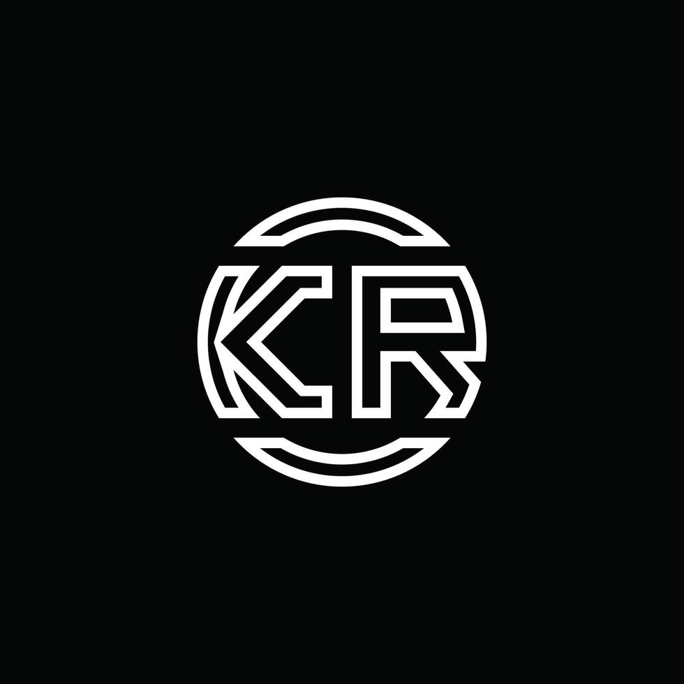 kr logo monogram met negatieve ruimte cirkel afgeronde ontwerpsjabloon vector