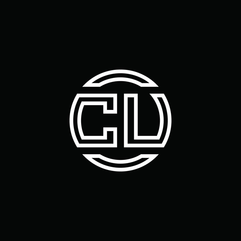 cu logo monogram met negatieve ruimte cirkel afgeronde ontwerpsjabloon vector