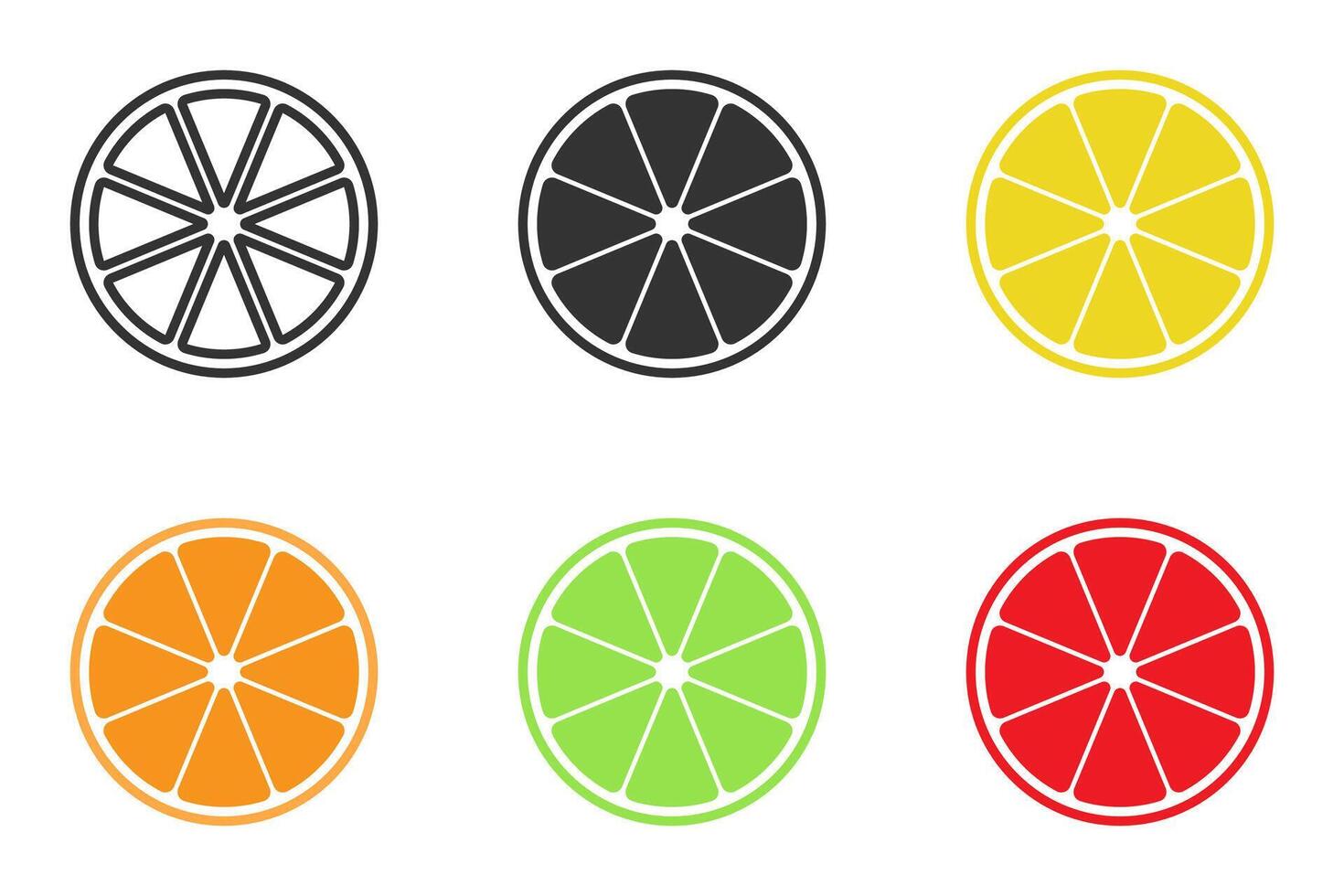 citrus plak icoon set. vector illustratie.