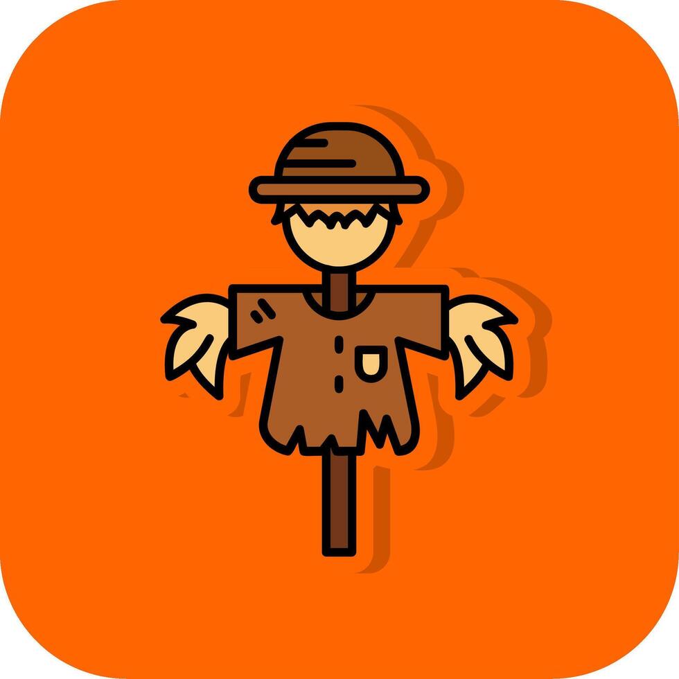 vogelverschrikker gevulde oranje achtergrond icoon vector