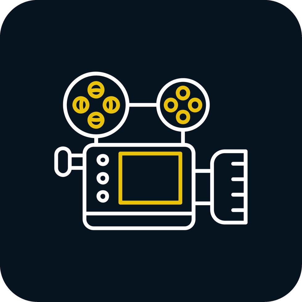 video camera lijn geel wit icoon vector