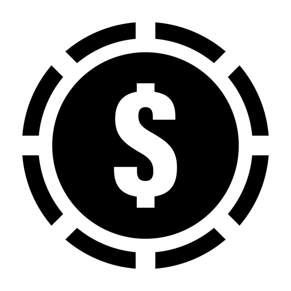 dollar teken casino spaander silhouet icoon. vector. vector