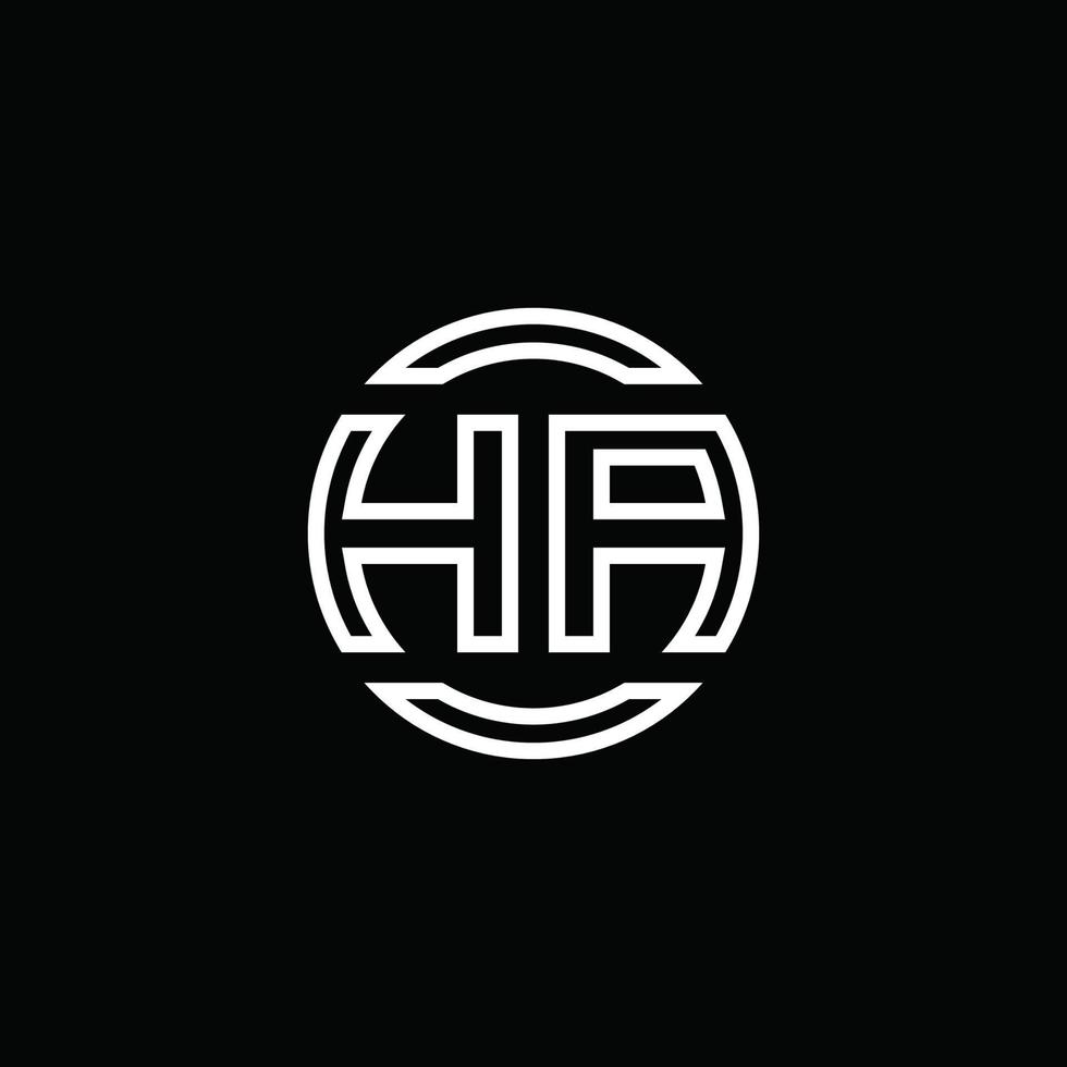 ha logo monogram met negatieve ruimte cirkel afgeronde ontwerpsjabloon vector
