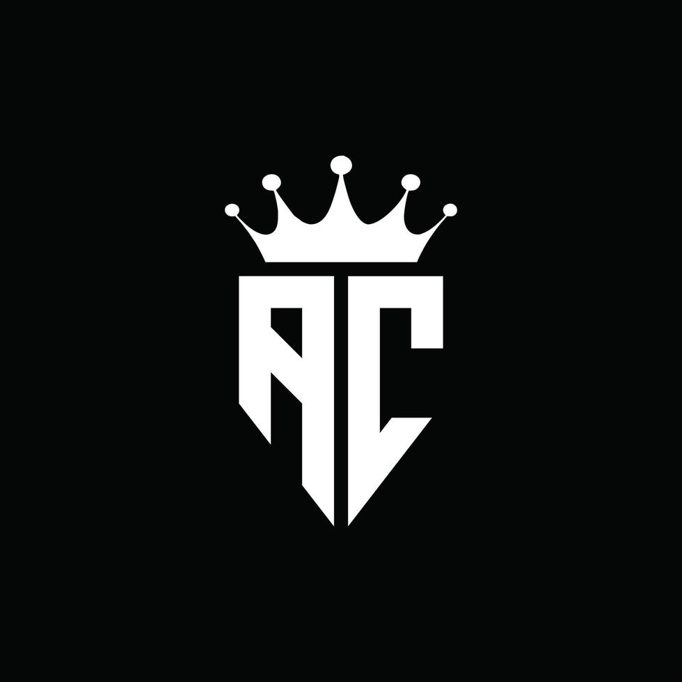 ac logo monogram embleem stijl met kroonvorm ontwerpsjabloon vector