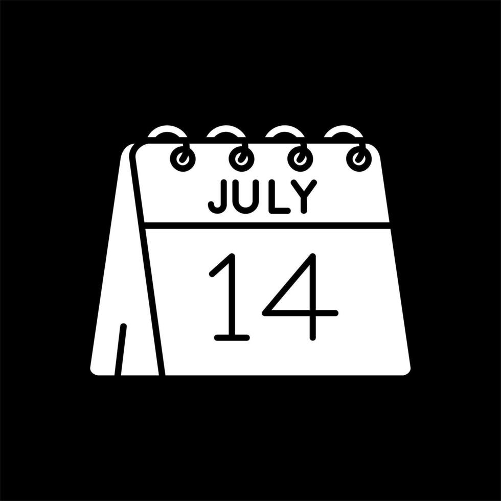 14e van juli glyph omgekeerd icoon vector